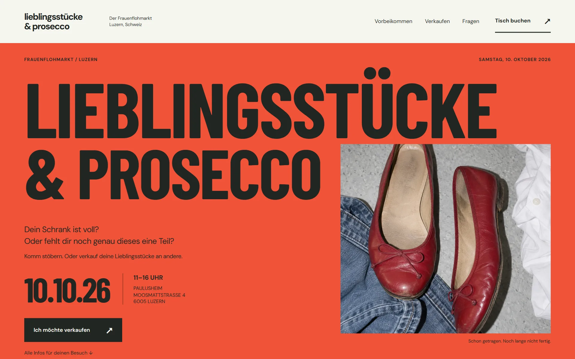 Lieblingsst&uuml;cke & Prosecco Frauenflohmarkt – Startseite im Desktop-Browser