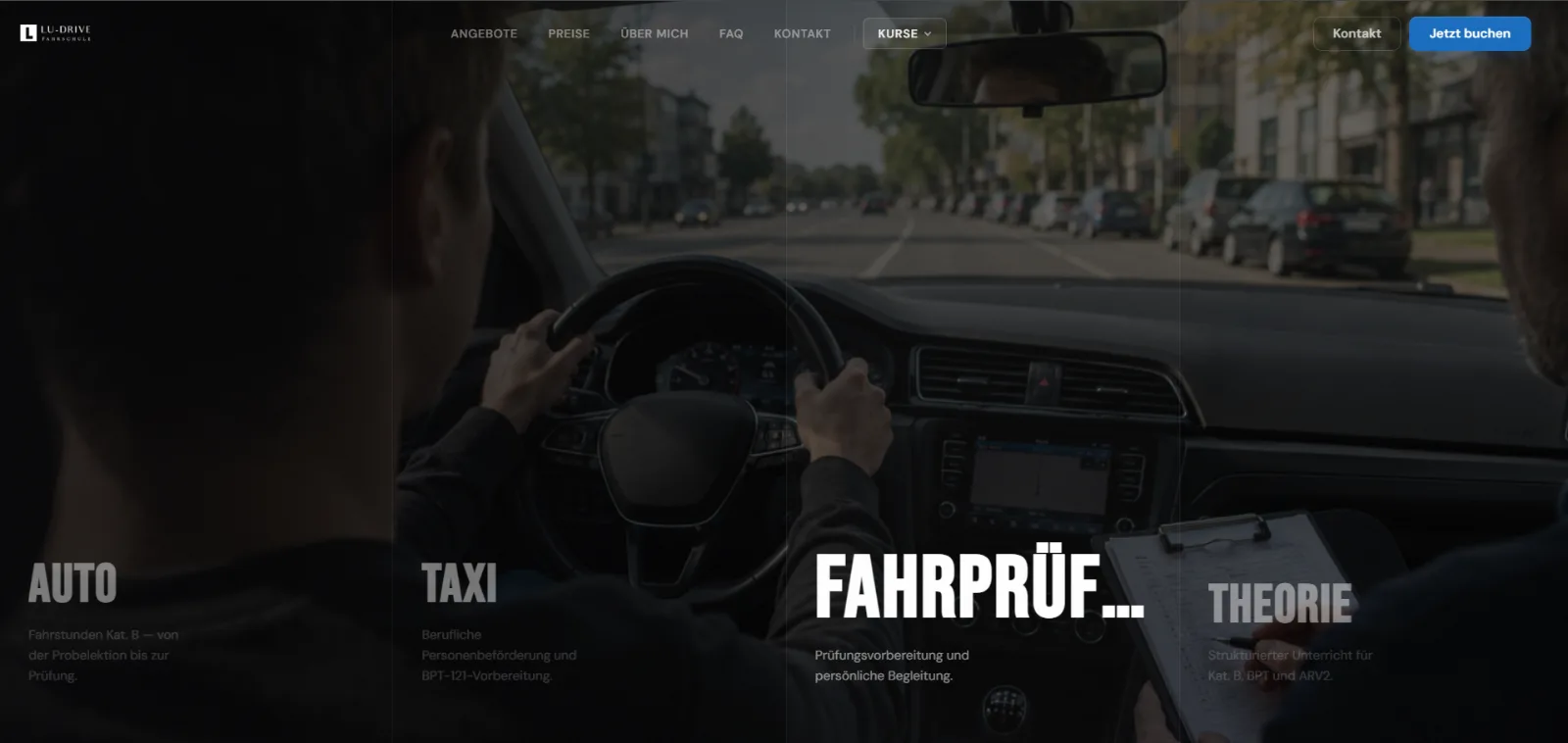 Lu-Drive Fahrschule – Startseite im Desktop-Browser